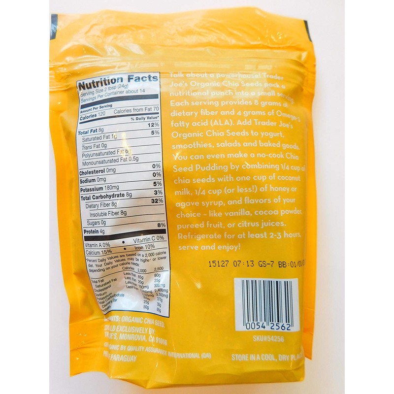 Trader Joe's Joes Organic Chia Seed 12 oz (340 g)