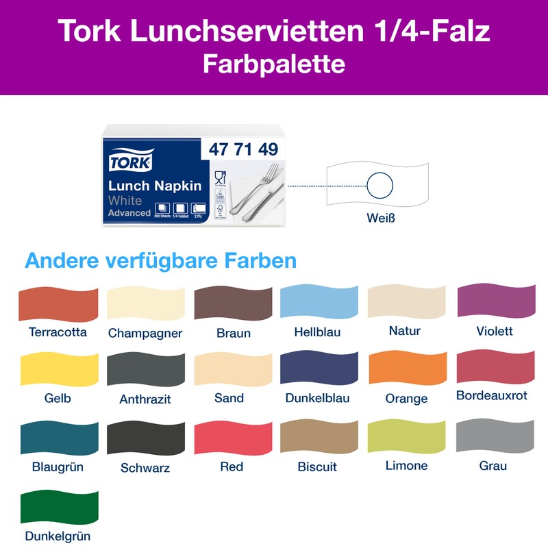 Tork Lunch Servet 33 x 33 cm 2-laags 1/4 vouw