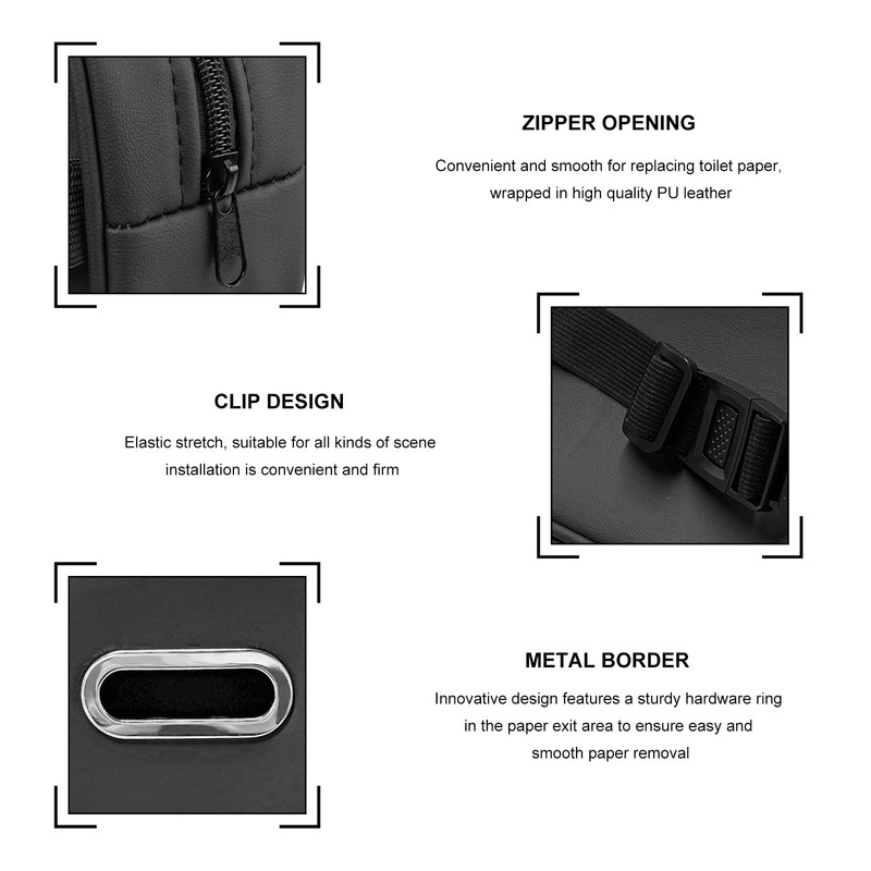 BWBWND Car Tissue Holder, Leather Backseat Rectangular Tissue Box Cover
