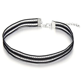COOLSTEELANDBEYOND Choker Necklaces Black Lace Tattoo Necklace for Women, Alloy, metal, Non-applicable