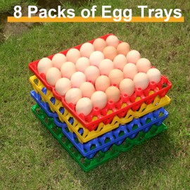 8 Packs Large Plastic Egg Tray 30-Grid Egg Crates Stackable Egg Cartons Reusable Egg Holder Big Egg Container for Home Chicken Farmers