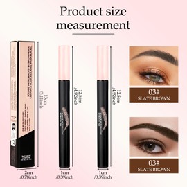 2 Pack Waterproof Eyebrow Pen, 3D Microblading Effect Natural Look, Dark Brown/Light Brown Shades Tint Eye Brow Pencil, Smudgeproof Long Lasting Define Fill Brows