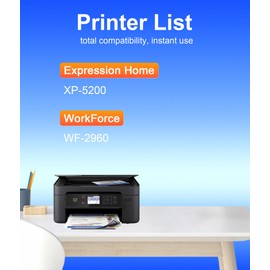 Jagute 222XL for T222 Remanufactured Ink Cartridges Compatible woks with Latest Upgrade Chip for XP-5200 WF-2960 Color Inkjet Printer High Yield Capacity 222 (3BK/C/M/Y Total 6Pack)