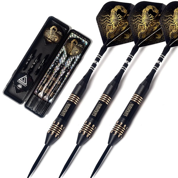 CUESOUL 24 gram Black Scorpion Steel Tip Darts Set with