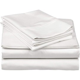 SP Cotton King Size Sheet Set - 600 Thread Count 100% Egyptian Cotton 4 Piece White Sheet Set - Deep Pockets Fits Upto 19 Inch - Sateen Weave Luxury Hotel Quality Solid Bed Sheets & Pillowcases