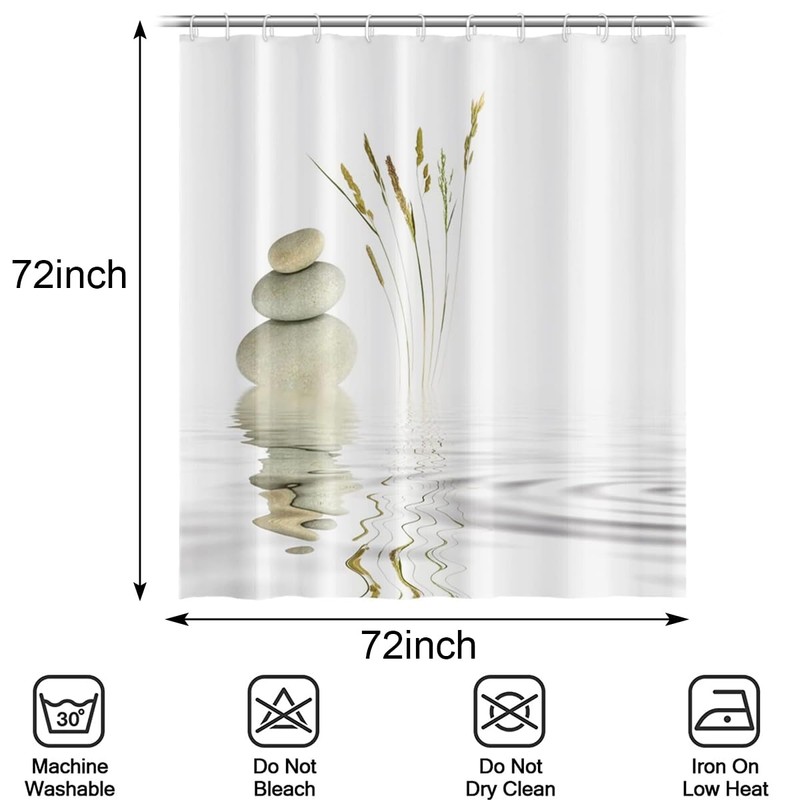 Escerleent Zen Stone Shower Curtains Set for Bathroom - Waterproof
