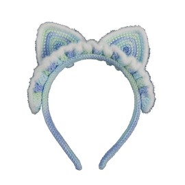 TQUXNGA Zartes Strick-Haarband mit Katzenohren/Schleife, Dekoration, für Damen, Teenager, zum Waschen des Gesichts, Fotografie, Haar-Accessoire