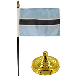 MWS Botswana 4"x6" Flag Desk Wood Table Stick Staff Gold Base