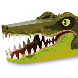 3D Mask Kit (Crocodile) by Fiesta Crafts - Colourful & Easy to Assemble 3D Head Mask Costume - Complete Arts and Crafts Set to Improve Motor Skills, Creativity, & Imagination - Fits Kids & Adult Heads