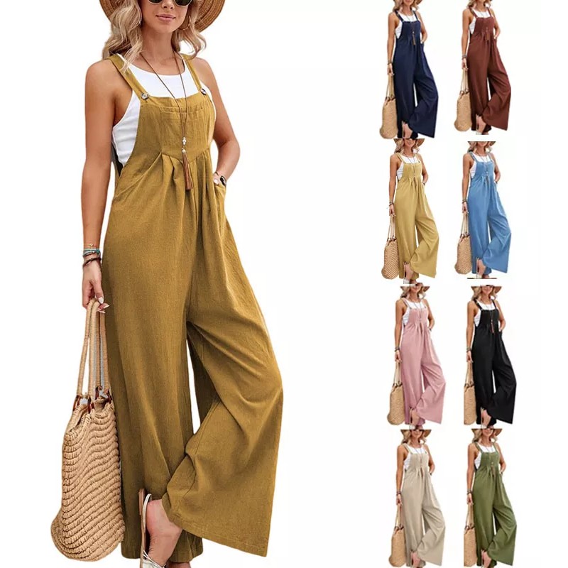 Generic Pantalones Casuales De Color Liso Para Mujer Con Tirantes