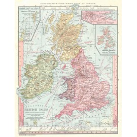 Historic Map - 1886 British Isles - Vintage Wall Art - 35in x 44in