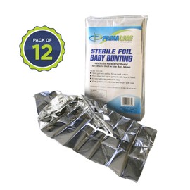 Primacare CB-6835-CS Pack of 12 Sterile Foil Baby Bunting Blankets for Newborns and Infants, Disposable Emergency Heat Saving, 30" x 17"
