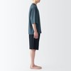 MUJI Men's Loungewear Set, Sweatshirt, Short Sleeve, Loungewear Set, navy