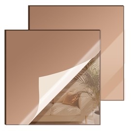8x8 Inches Bronze Mirror Acrylic Sheet – 2 Pcs Reflective Acrylic Panel for DIY Crafts, Home Décor & More (20x20 cm)