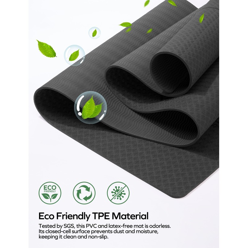Ewedoos Eco Friendly Yoga Mat with Alignment Marks TPE Non