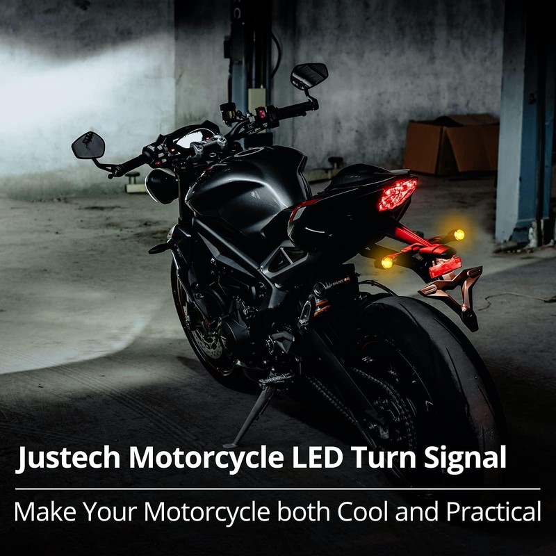 Justech 4 PCS Motorcycle Indicators Amber, Universal Turn Signal Lights