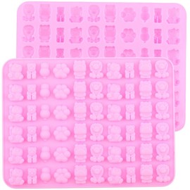 AIBOYA 60 Cavity Gummy Animal Molds Lion Bear Hippopotamus Cat Paw Silicone Candy Mold For Candy Gummy Set Of 2