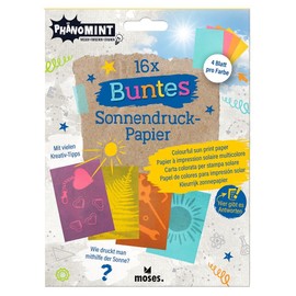 moses. PhänoMINT Colourful Sun Printing Paper - Experiment Toy for Children from 6 Years for Creative Design with Sunlight, Shade and Water