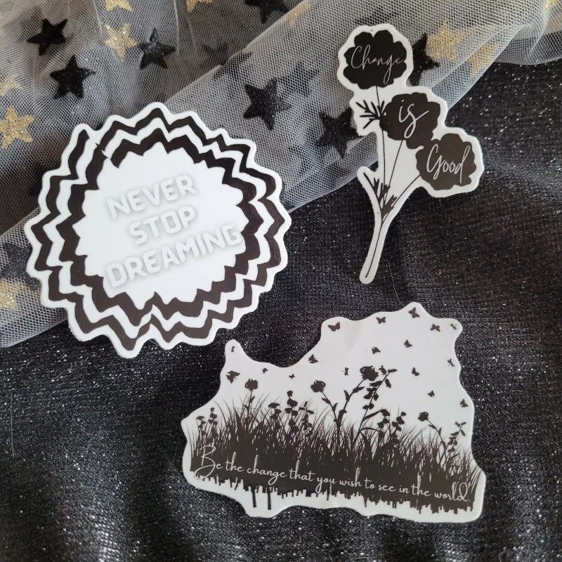Moonlight Jade Art Three Pack Sticker Set Black & White