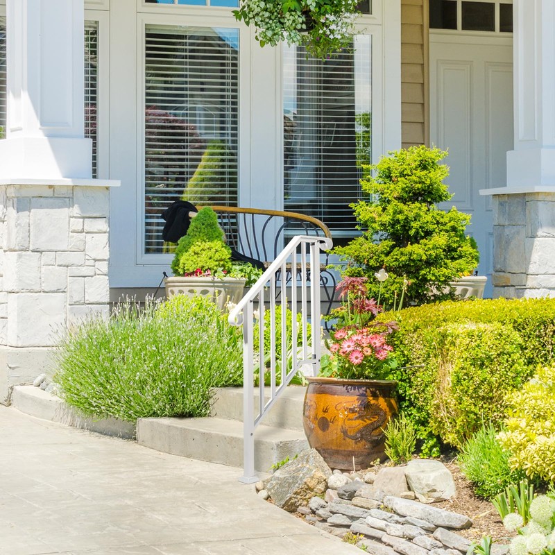 3 Step Handrails for Outdoor Steps, Wrought Iron Stair Railing