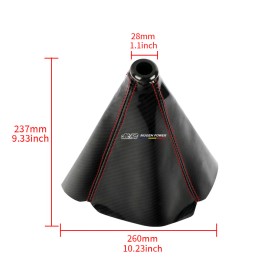 Unbranded MUGEN Black Carbon Fiber Shift Boot Stitch For Gear Cover Shifter Shift Knob
