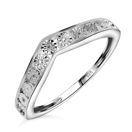TJC White Diamond Band Ring for Women Size M with Channel Setting in 925 Sterling Silver April Birthstone Metal Wt. 2 Grams