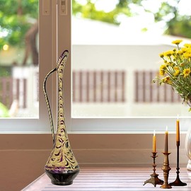 NatureBoost Carved Metal Vase. Handcrafted Brass Floor Flower Vase. Unique Gift Idea. Home Décor (Large)