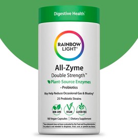 Rainbow Light Digestive Enzymes Probiotic – All-Zyme Double Strength, 180 Vegan Capsules | Supports Digestion, Gut Health & Nutrient Absorption