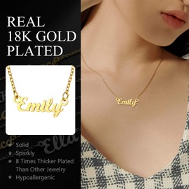 U7 Name Emily Necklace for Girls Womens Short Chain Gold Plated Pendant Necklaces Jewellery