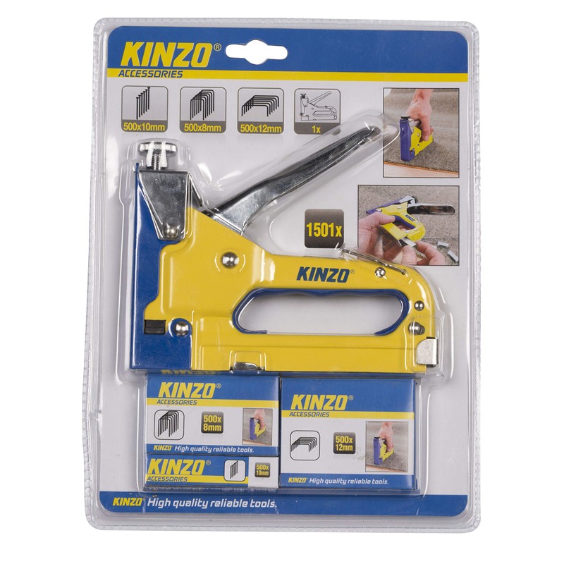 KINZO 871125279439 3-in-1 Hand Staple and Stapler Set - Yellow