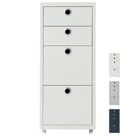 MARKETB Rolled Storage Cabinet, 4-Tier Small Size Steel Office File Cabinet, Under Desk Multipurpose Organizer, 11 x 16.1 x 27 Inches, Assembly Required, for Home Office, Bedroom - White