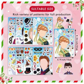 24 Sheets Cartoon Make a Face Stickers, Make Your Own DIY Stickers for Kids, Art Crafts Suitable for Birthday Party Supplies Gifts (Ice Queen)