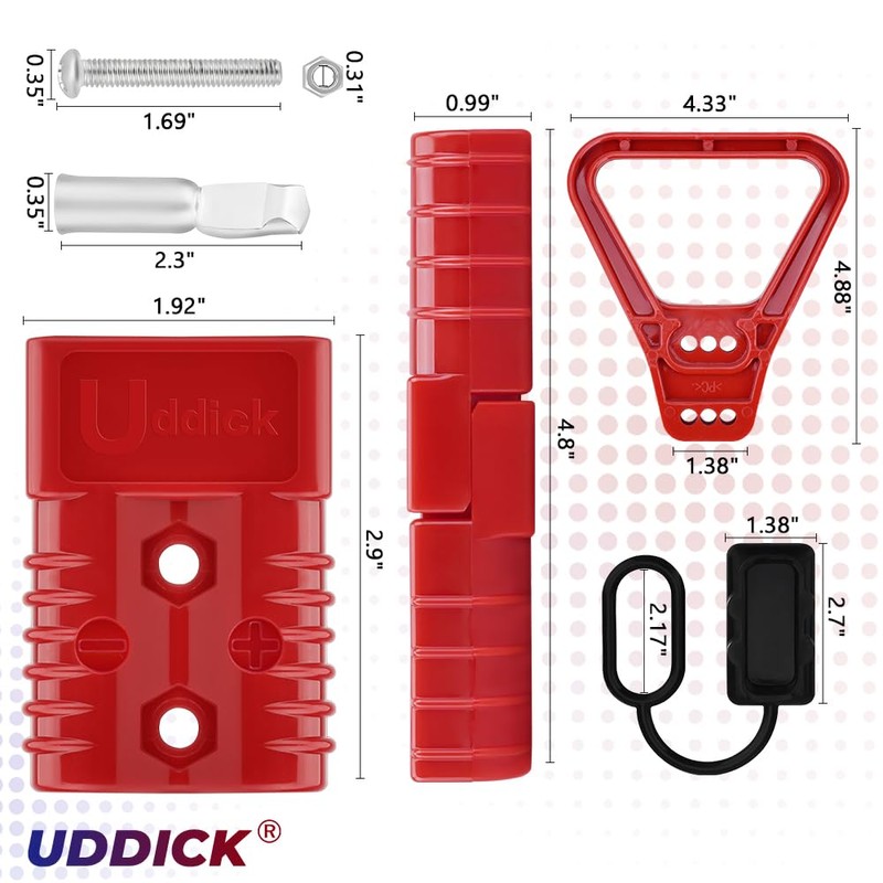 Uddick 2PCS 175A Battery Quick Connector with Dust Cover and