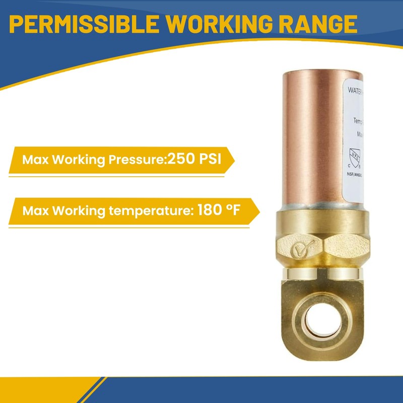 GUOFIS Water Hammer Arrestor,1/2Inch Tee Copper Water Arrestor,Pex-A Expansion Connection(4PACK,Copper