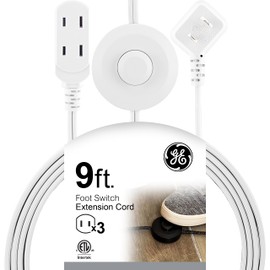 GE GE Extension Cord with Footswitch 3 Outlet Extension Cord with Multiple Outlets with On Off Switch Perfect for Work from Home Essentials 9ft Power Cord 16 Gauge UL Listed White 42803