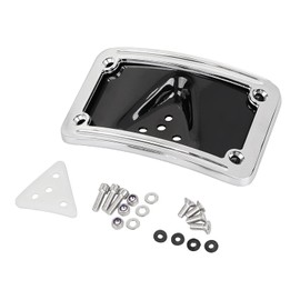 YDLMT Metal 3 Hole Curved Laydown License Plate Mount with Chrome Frame for Harley Sportster XL 883 1200 Electra Glide Dyna Wide Glide Low Rider FXDL (3148)