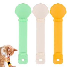 3pcs Cat Strip Feeders, Lickable Cat Strip Squeeze Spoon Multifunctional Cat Wet Treat Dispenser Spoon Cute Shell Shape Cat Food Spoon Cat Stick Feeder for Wet Food Cat Pet Supplies(3 Colors)