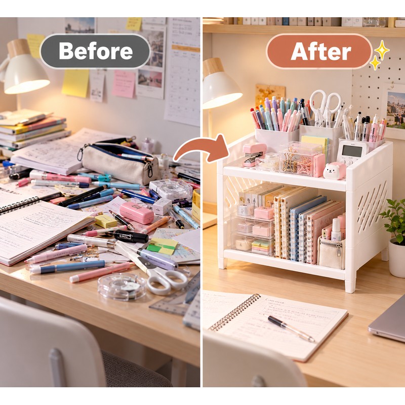 2-Tier Desktop Organizer for Office & Vanity – Compact PP
