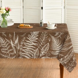 Horaldaily Spring Tablecloth 60×84 Inch Rectangular, Green Plants Wild Fern Washable Table Cover for Party Picnic Dinner Decor