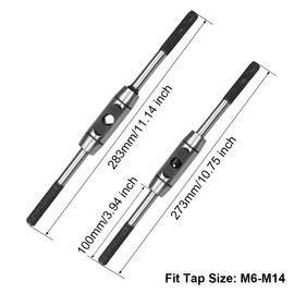 sourcing map Adjustable Tap Wrench Handle, for Metric M6-M14 Taps, Thread Tap Holder Reamer Hand Tapping Tool for Machinist Repair, Die-Casting Body