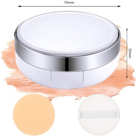Patelai 7 Pcs 0.5oz Empty Luxurious Air Cushion Puff Box with Sponge Puff and Mirror, Portable Make-up Powder Container Case with Extra Sponges and Puffs, Refillable Foundation Bb Cream Box(Silver)