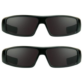 proSPORT Full Lens Reading Sunglasses Black & Black Combo +2.50 Not Bifocal Dark Tinted Wrap Black Sport Motorcycle Driving