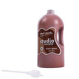 Mont Marte Discovery School Acrylic, Burnt Sienna, 1/2 Gallon (2 Liter). Ideal for Students and Artists. Excellent Coverage and Fast Drying. Pump Lid Included.