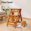 Latifolia Foldable 3 Step Ladder, Wooden Step Stool with Floor