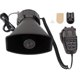 FARBIN Police Siren PA System with Metal Slim Compact Speaker 12V 200W 18 Tone Horn Wireless Handheld Microphone Warning Emergency Siren for Vehicles Truck UTV ATV Car (microphone)