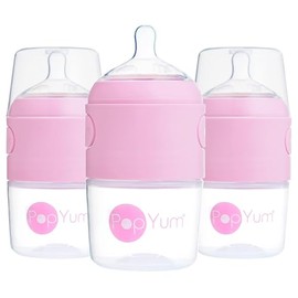 PopYum - Biberón anticólicos para bebé para preparar, mezclar y administrar fórmula, Paquete de 3, 5onzas / 150ml Rosa