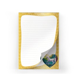 Writing Paper Set Letter Pad with Envelope for Girls Children Motif Unicorn Horse Letter Paper Pad Lined (A5 Pad with 25 Sheets + 15 Envelopes)