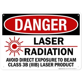 Danger Laser Radiation Avoid Direct Exposure To Beam Class 3B Sign, 10x14 Inches, 55 mil thick HDPS (high density polystyrene), Made in USA by My Sign Center