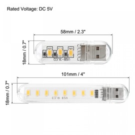 PATIKIL USB Night Light, 1 Set Portable Plug-in Mini LED Lamp Stick for Home Decor Reading Sleeping Camping, Warm White