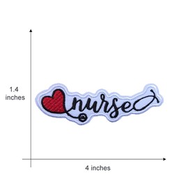 Stethophone Nurse Text Patch Embroidered Iron On/Sew On Patches Hospital Series Red Heart Fabric Medical Theme Clothing Accessories